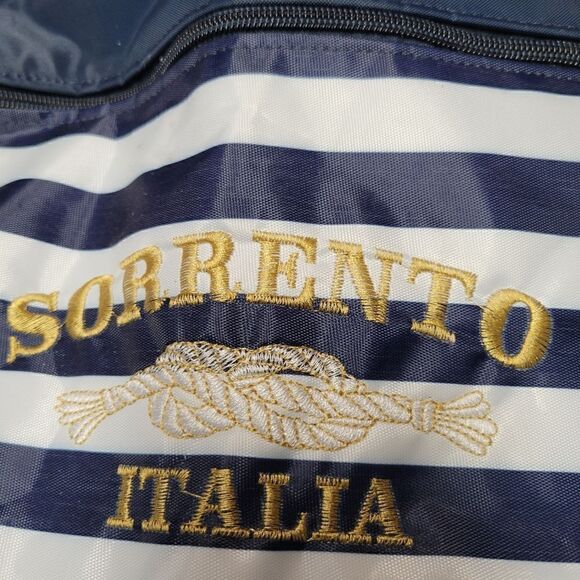 Sorrento Italia Women's Blue White Striped Double Handle One Size Tote Bags - Picture 3 of 11